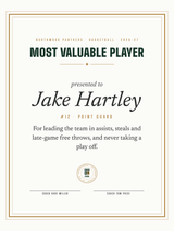 Banquet Award Certificate print