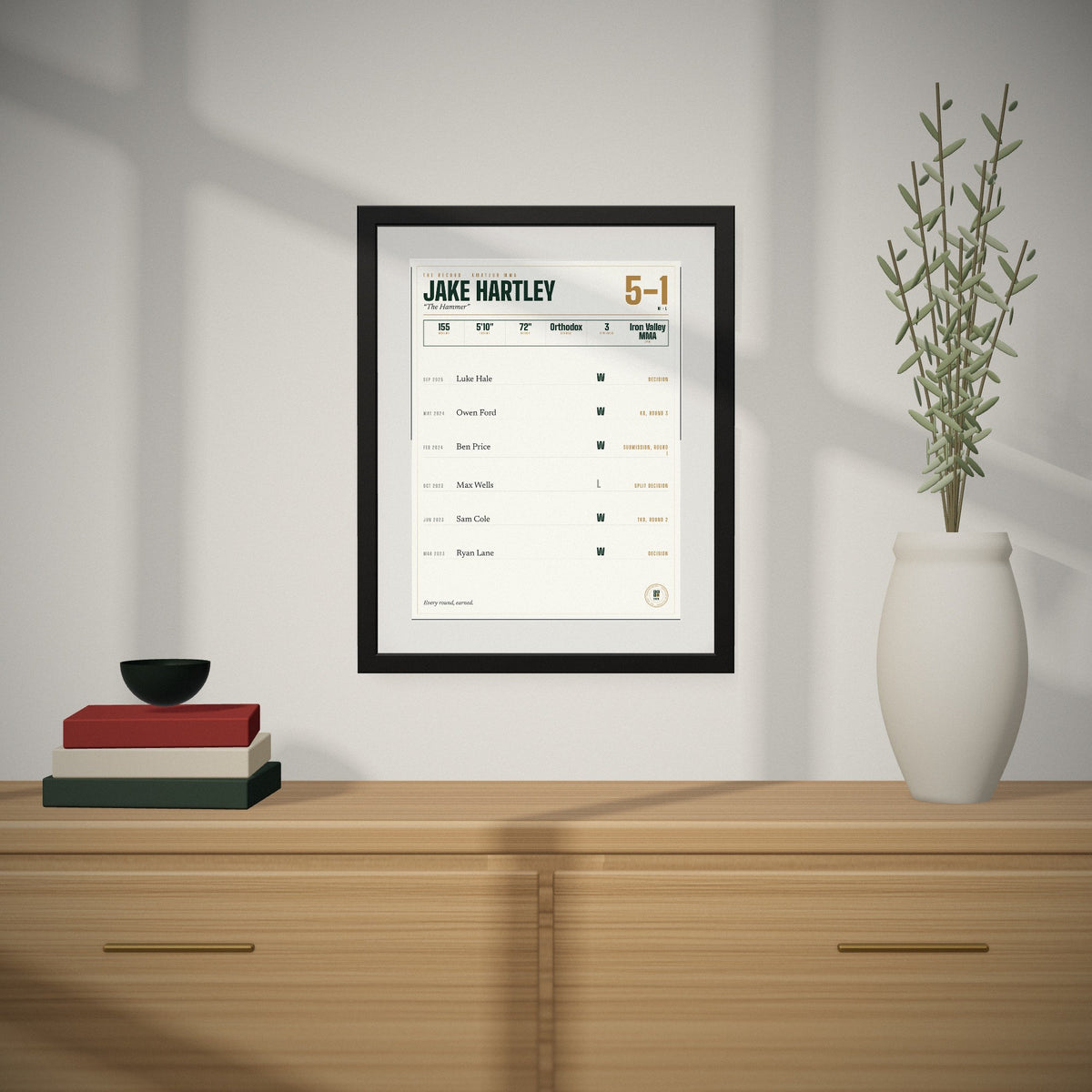 The Record hanging over a console table