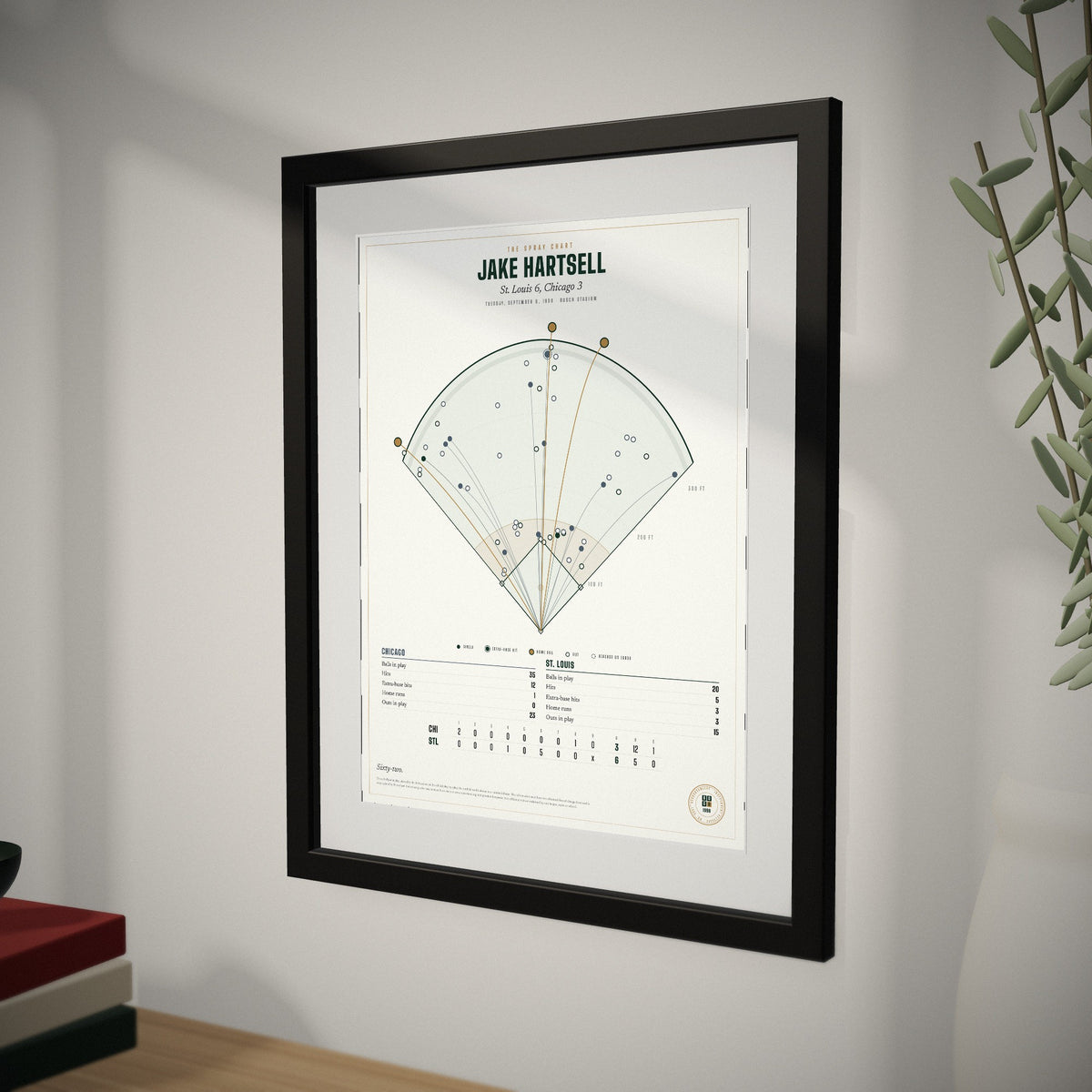 The Spray Chart up close, showing the frame and mat