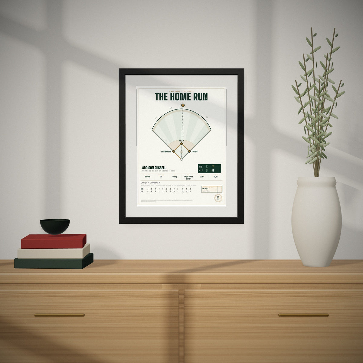 The Home Run hanging over a console table