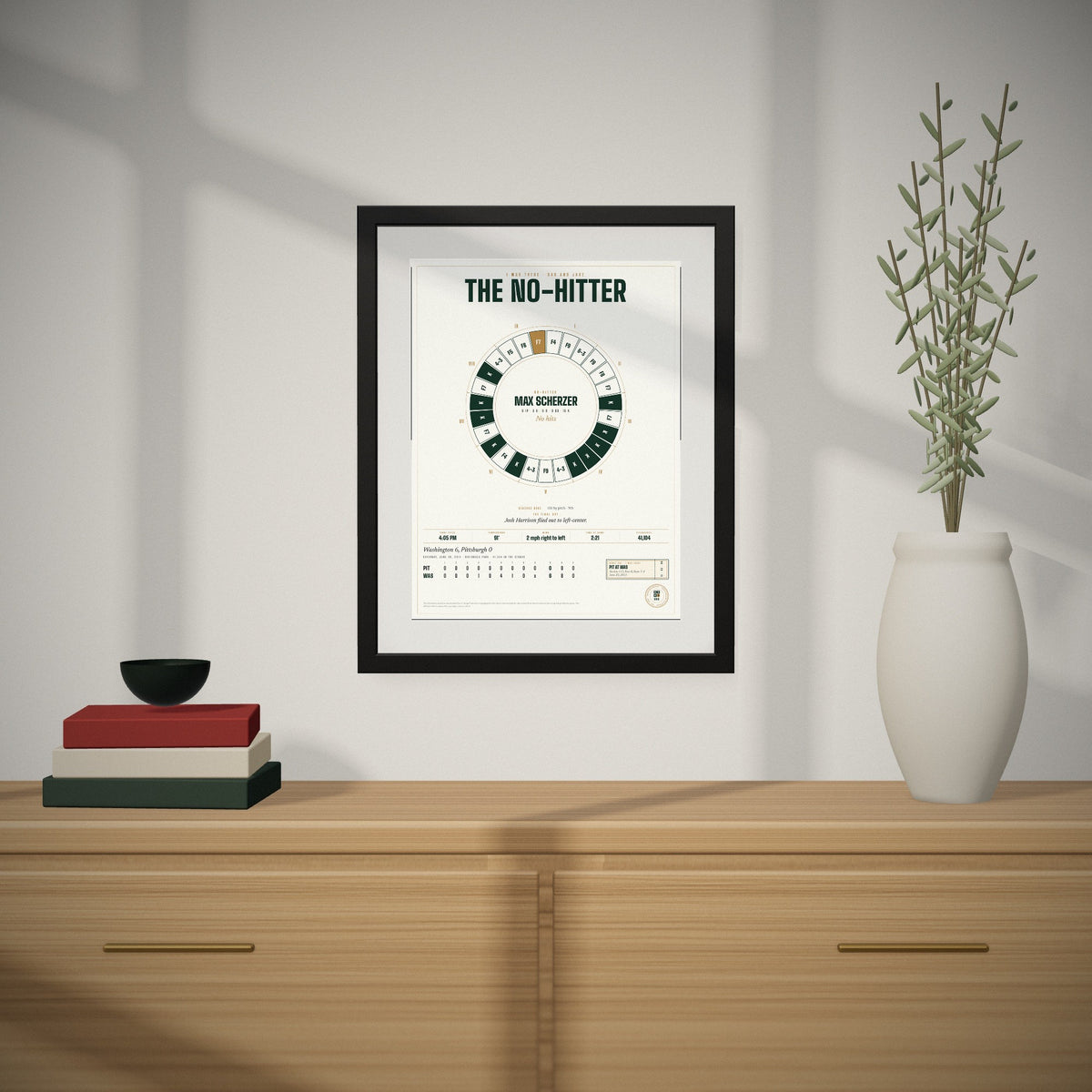 The No-Hitter hanging over a console table