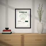 The Grand Slam hanging over a console table