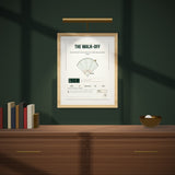 The Walk-Off on a dark green wall under a picture light