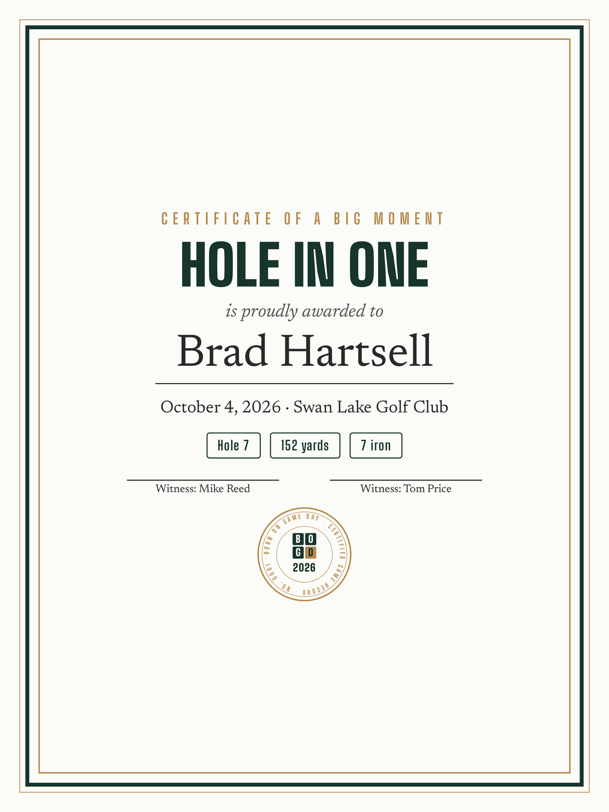 Milestone Certificate print