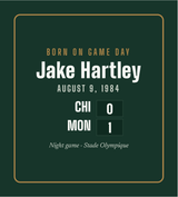Oven mitts with a personalized box score design