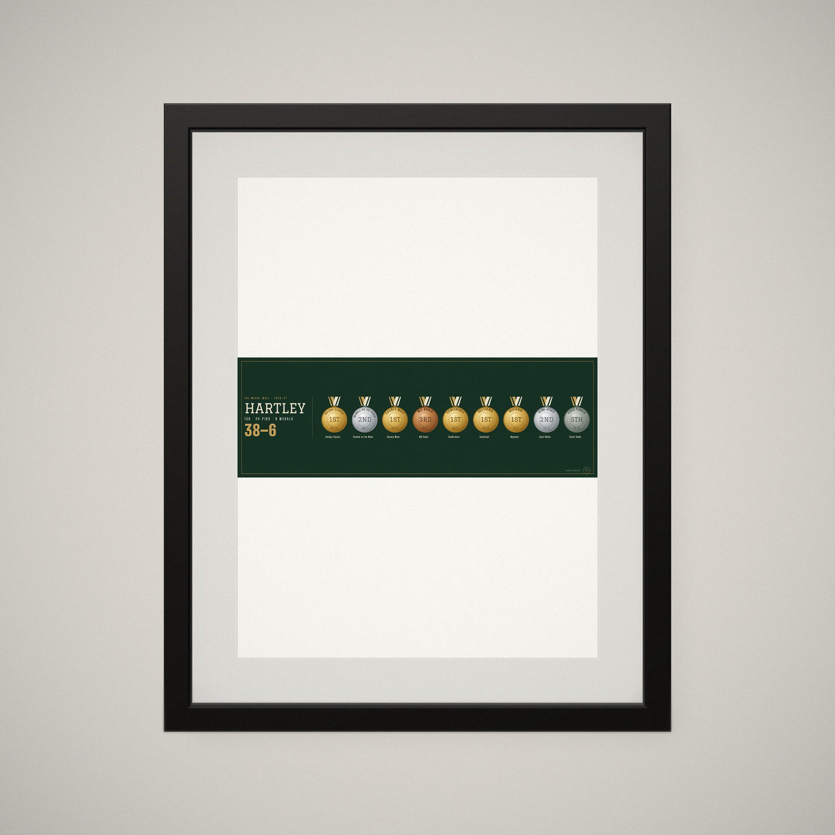The Medal Wall framed, straight on
