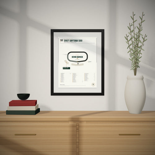 2007 Daytona 500 Finish Print hanging over a console table