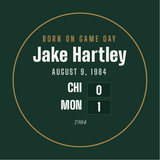 Ornament with a personalized box score design