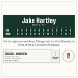 Pillow with a personalized box score design