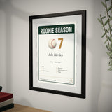 Rookie Season up close, showing the frame and mat
