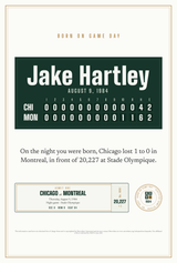 Area rug with a personalized box score design