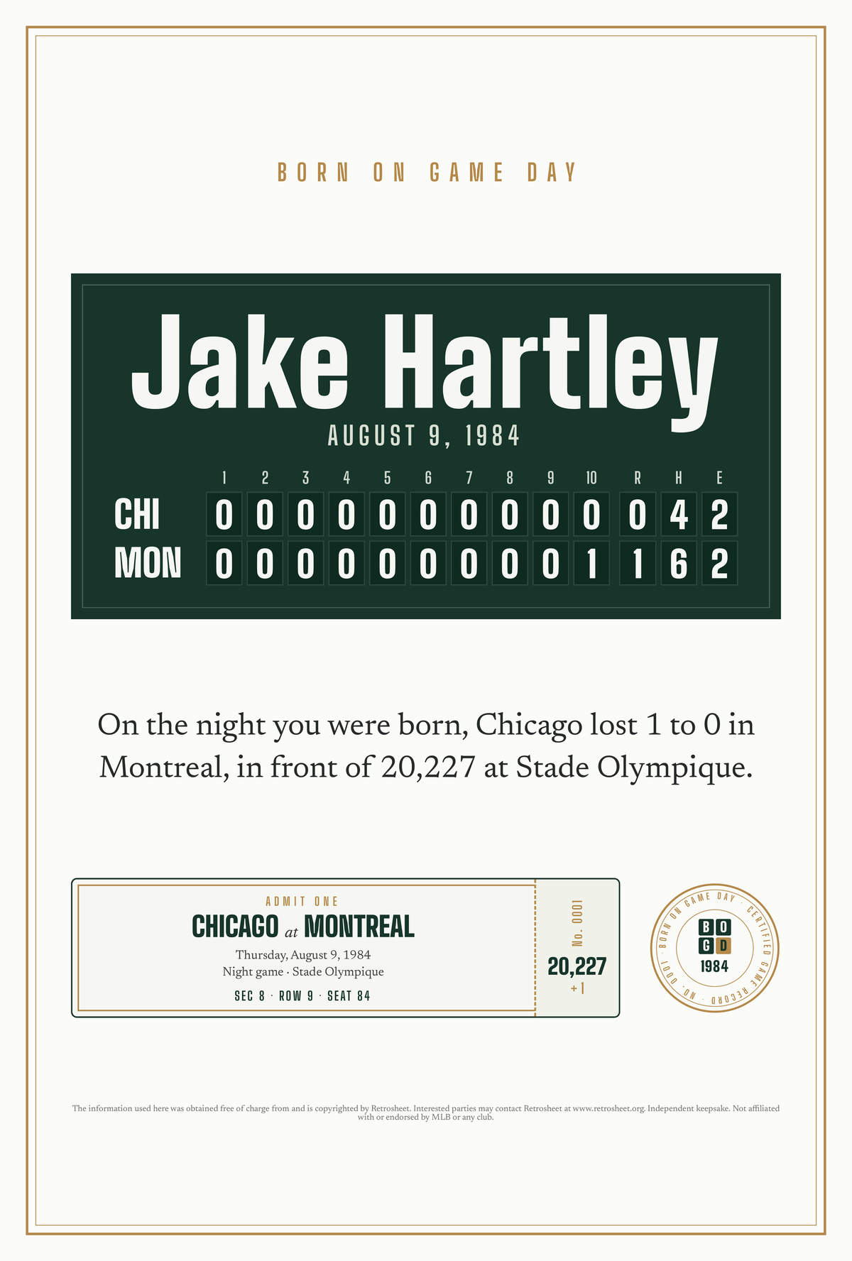 Area rug with a personalized box score design
