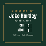 Stadium seat with a personalized box score design