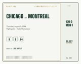 Commemorative ticket with a personalized box score design