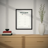 Thank You Board for the Team Mom, Trainer, Manager or Bus Driver hanging over a console table