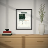 The Career Ledger hanging over a console table