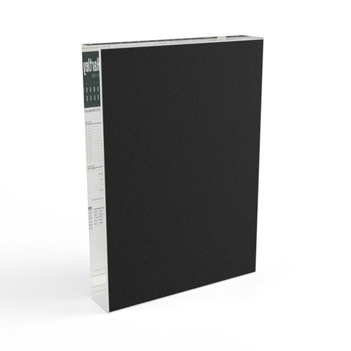 Acrylic block with a personalized box score design