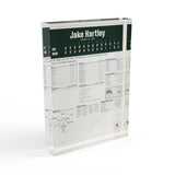 Acrylic block with a personalized box score design
