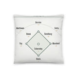 Pillow with a personalized box score design