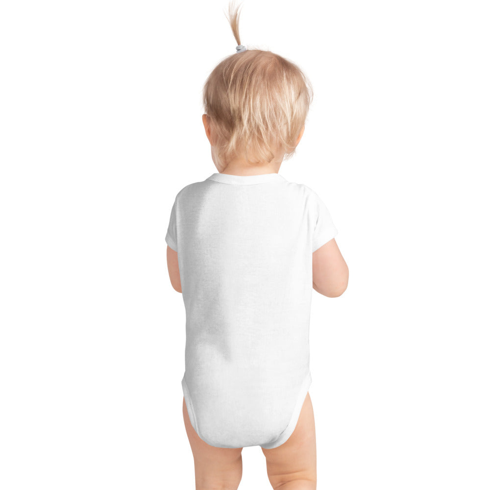 Baby bodysuit with a personalized box score design