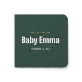 Board book with a personalized box score design