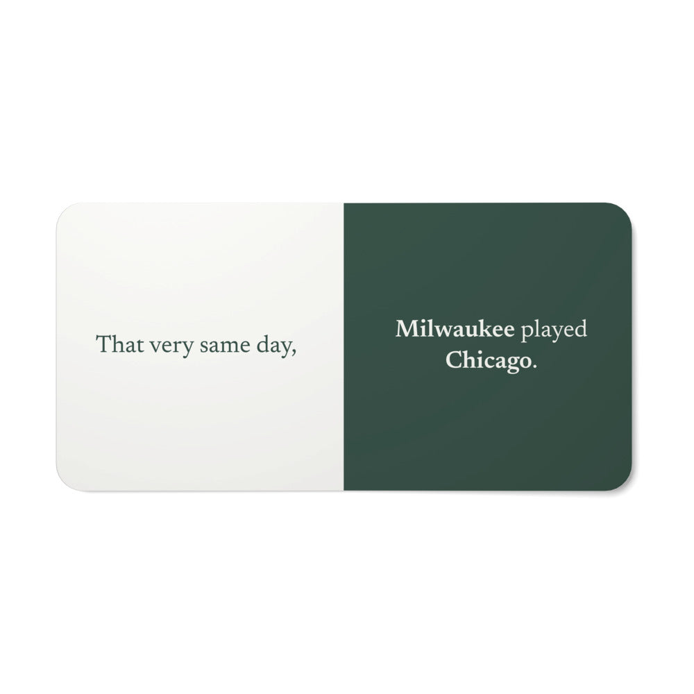 Board book with a personalized box score design