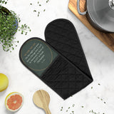 Oven mitts with a personalized box score design