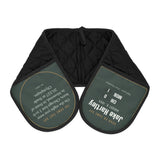 Oven mitts with a personalized box score design