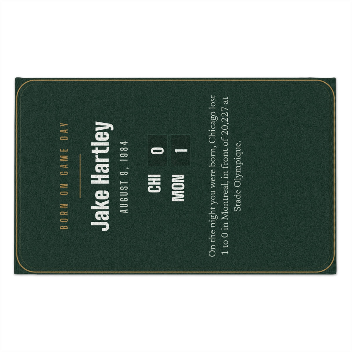 Rally towel with a personalized box score design
