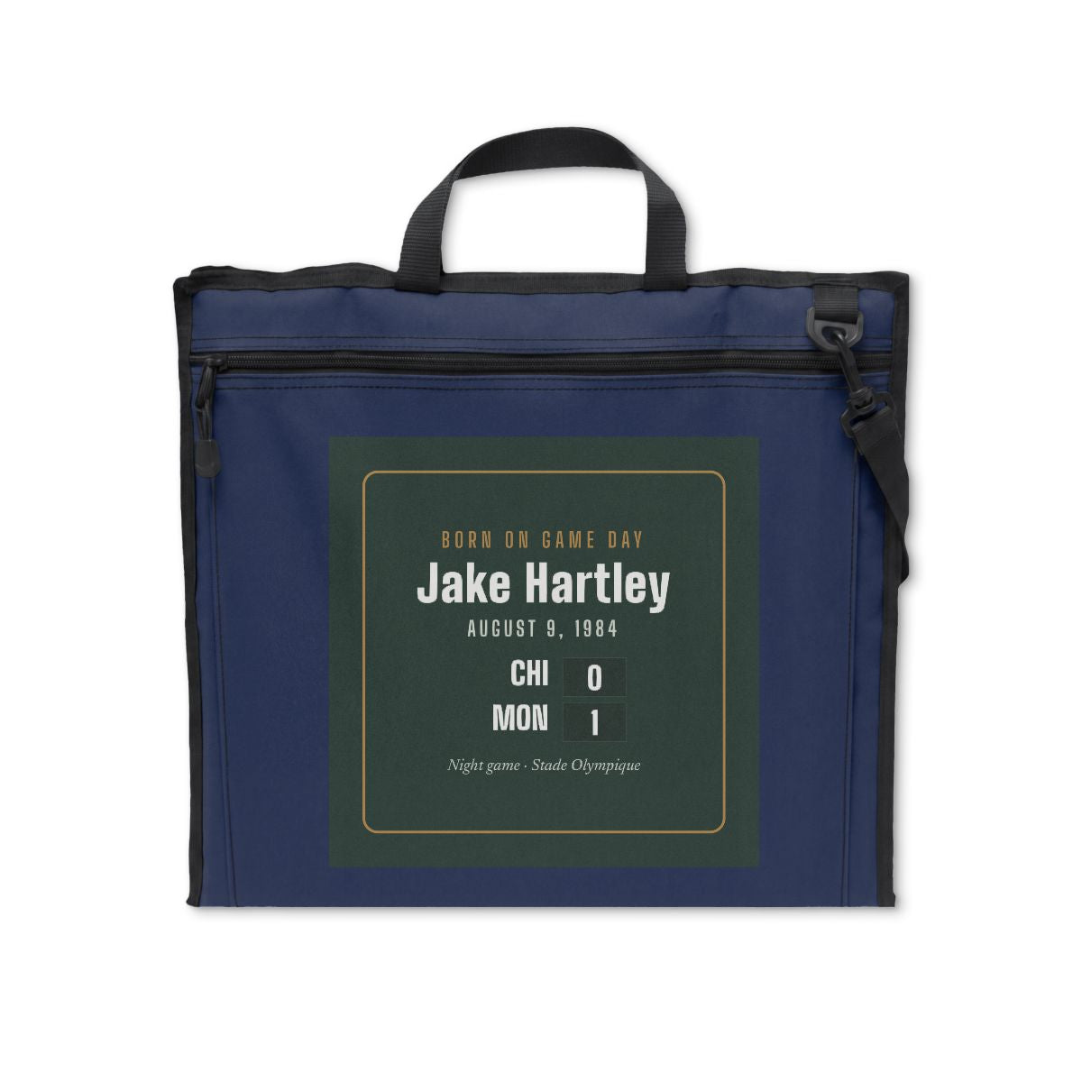 Stadium seat with a personalized box score design