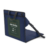 Stadium seat with a personalized box score design