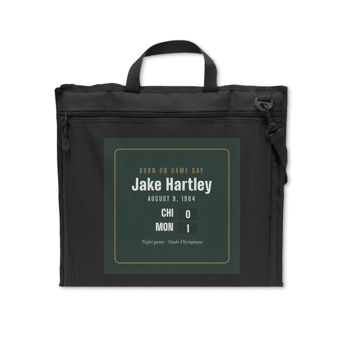 Stadium seat with a personalized box score design