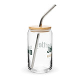 Can glass with a personalized box score design