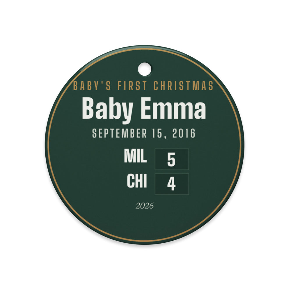 Ornament with a personalized box score design