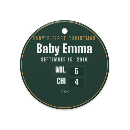 Ornament with a personalized box score design