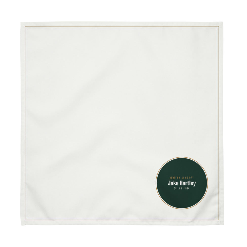 Cloth napkins with a personalized box score design
