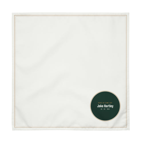 Cloth napkins with a personalized box score design