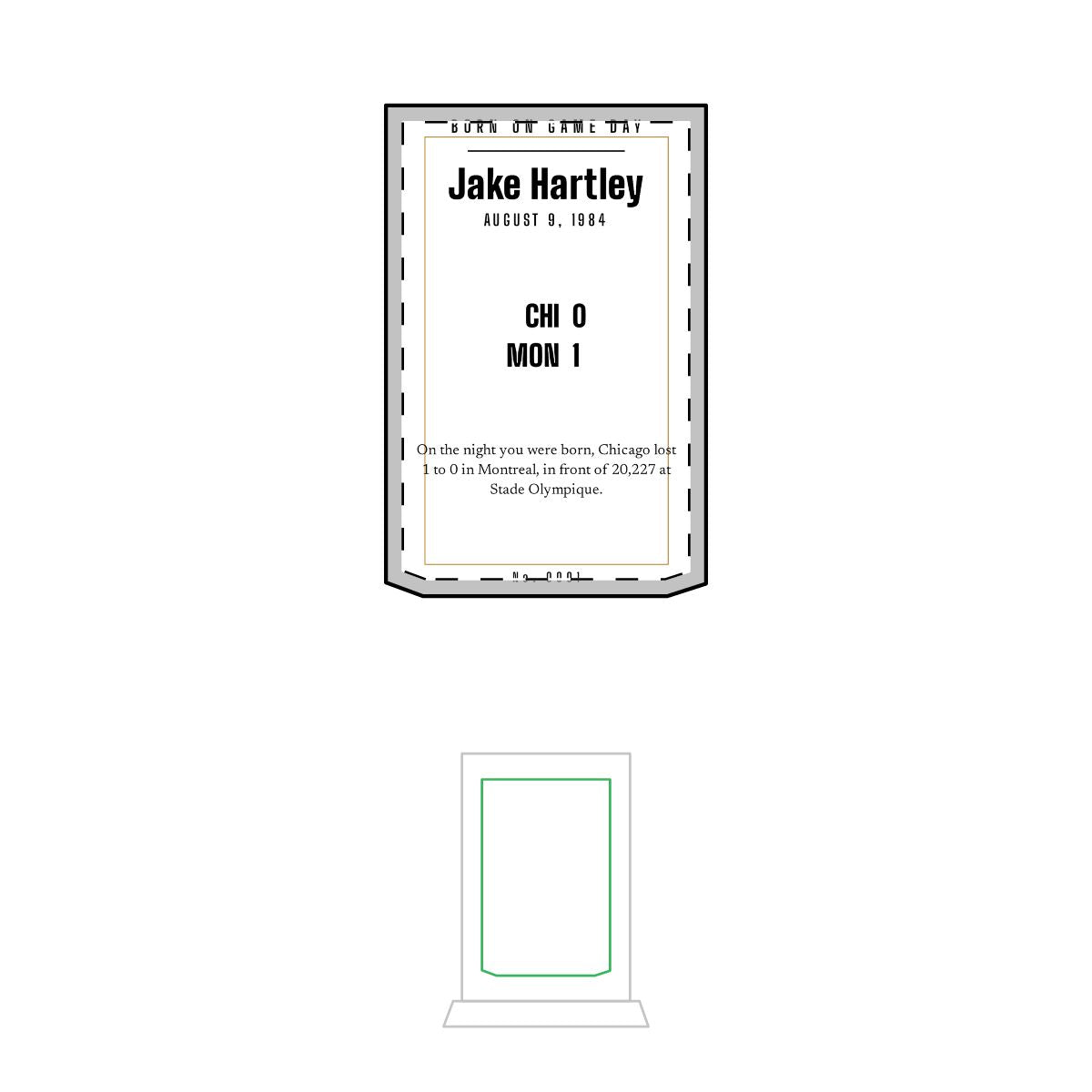 Crystal award with a personalized box score design
