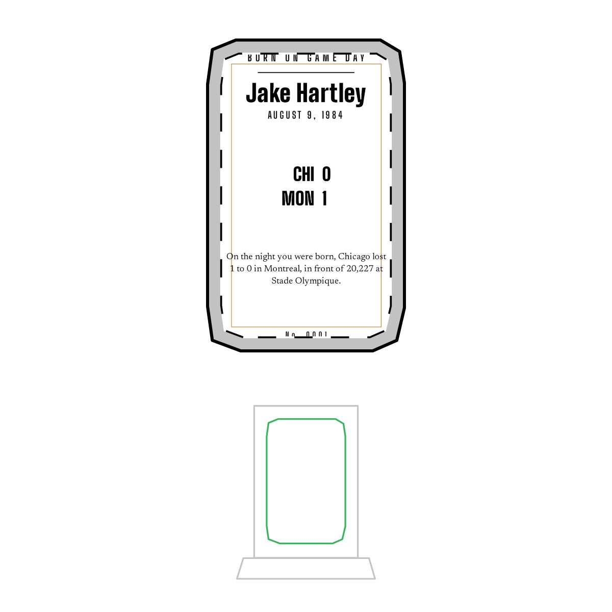 Crystal award with a personalized box score design