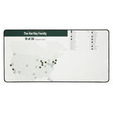 Desk mat with a personalized box score design