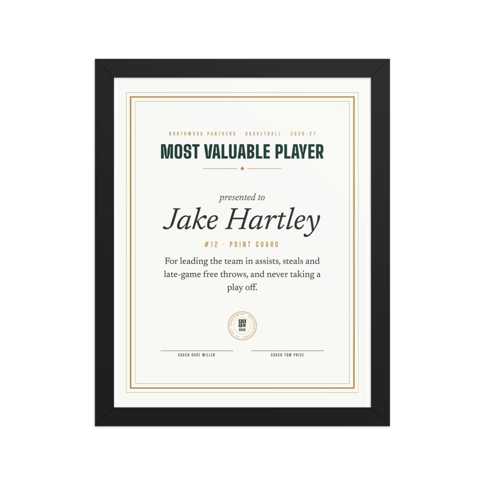 Banquet Award Certificate print