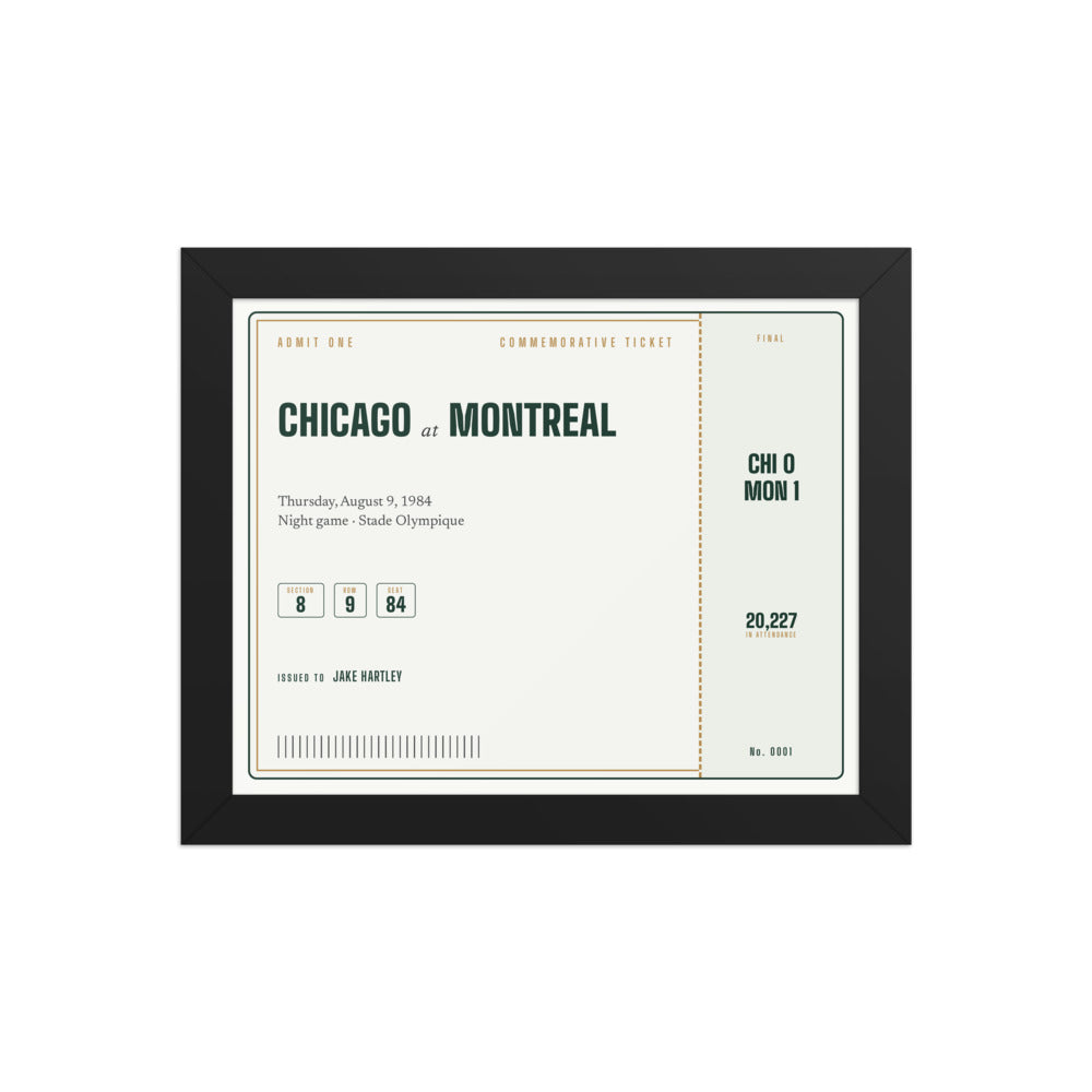 Commemorative ticket with a personalized box score design