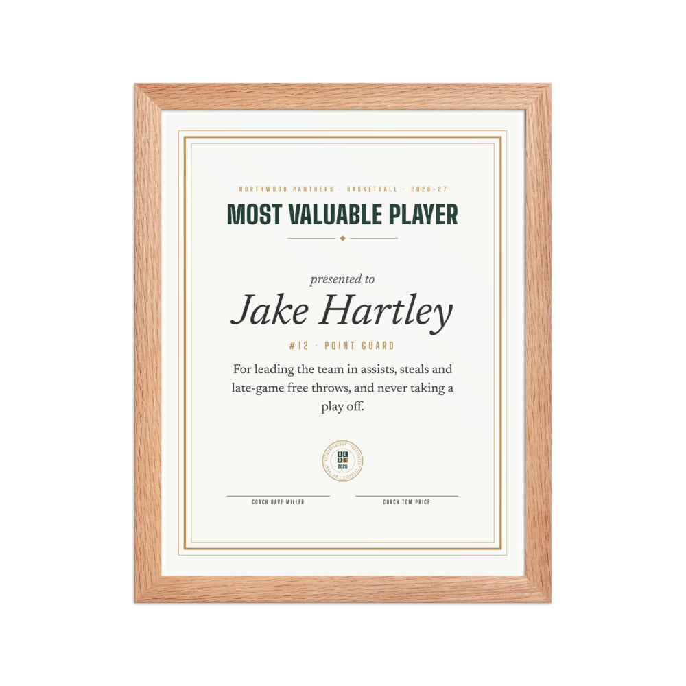 Banquet Award Certificate print