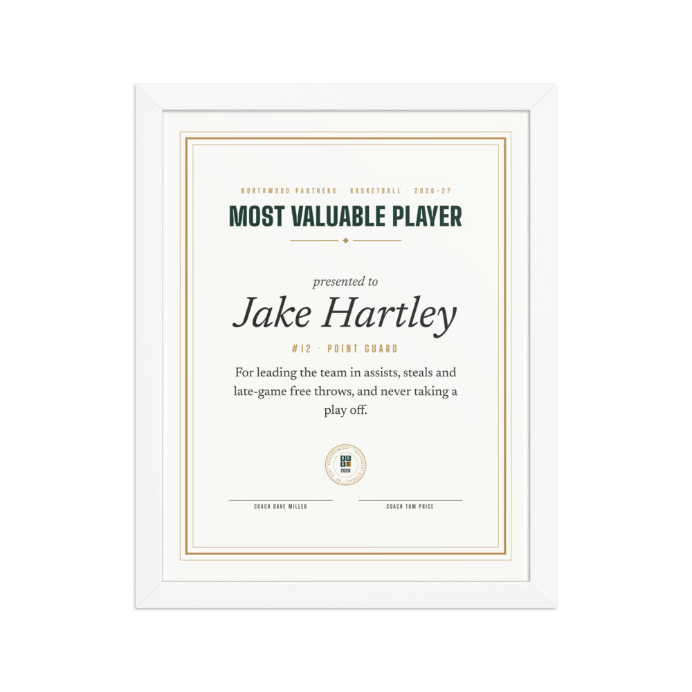 Banquet Award Certificate print
