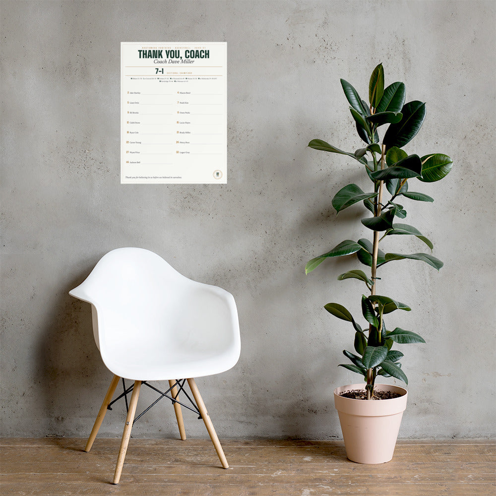 Thank You, Coach Sign Board print
