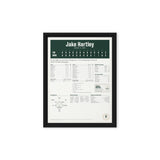 Framed canvas with a personalized box score design