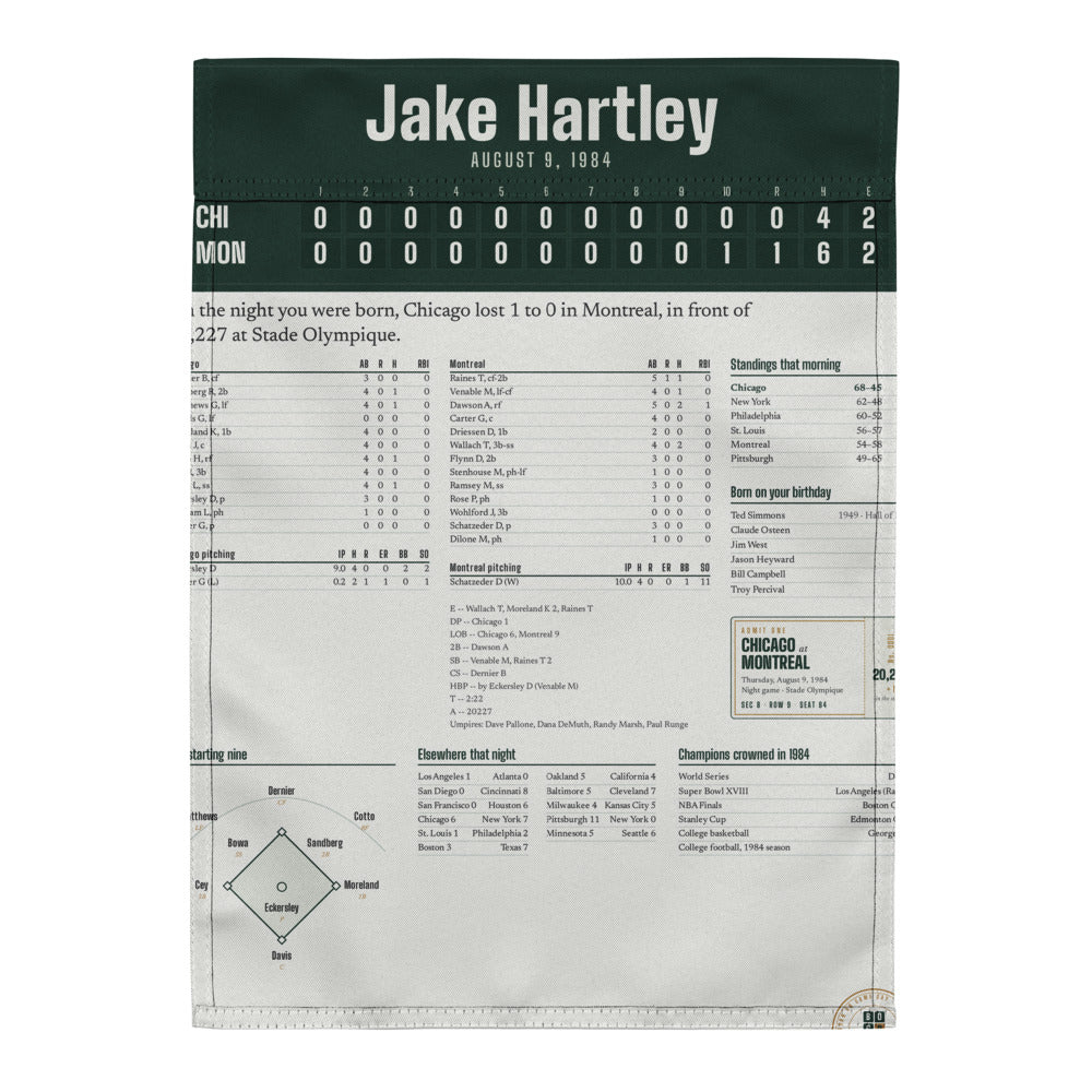 Flag with a personalized box score design