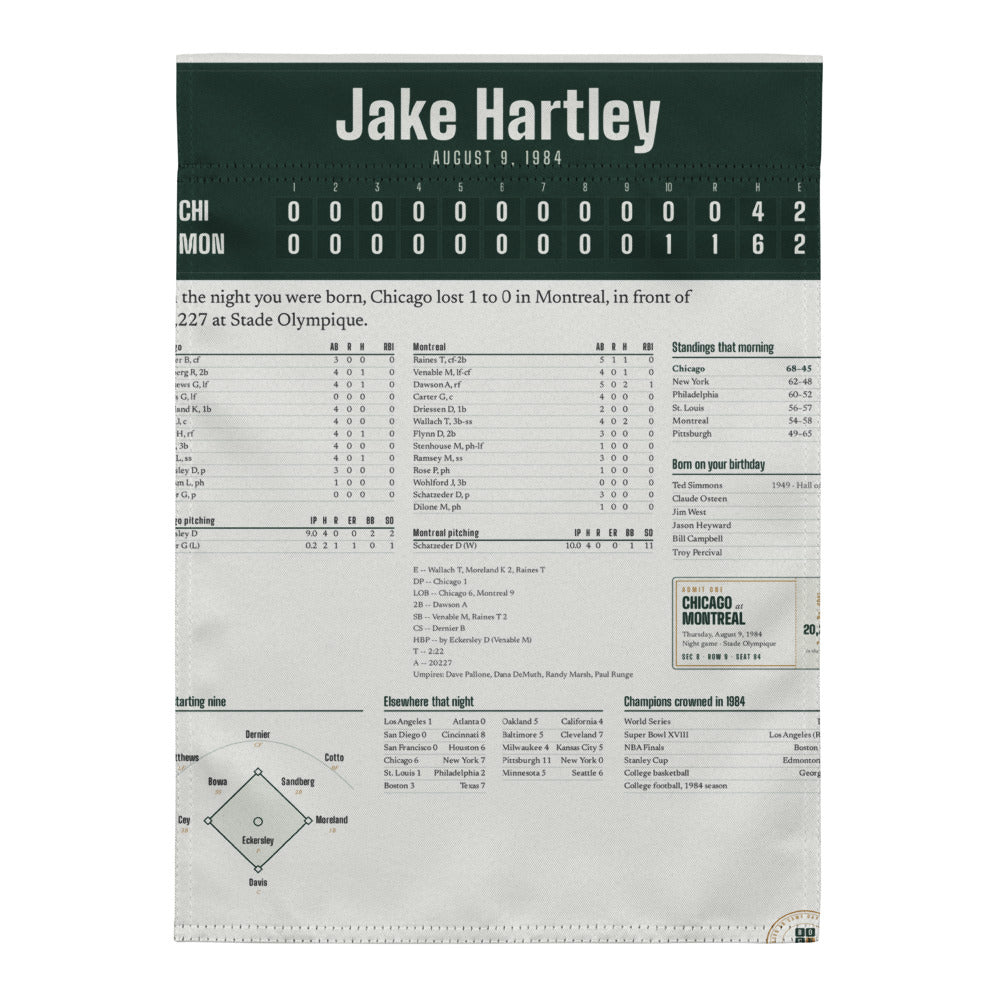 Flag with a personalized box score design