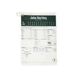 Towel with a personalized box score design