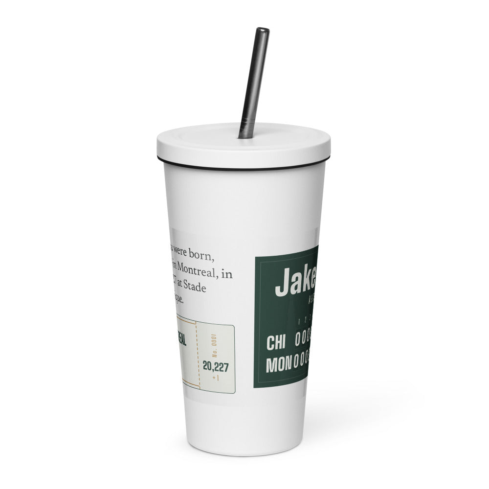 Tumbler with a personalized box score design